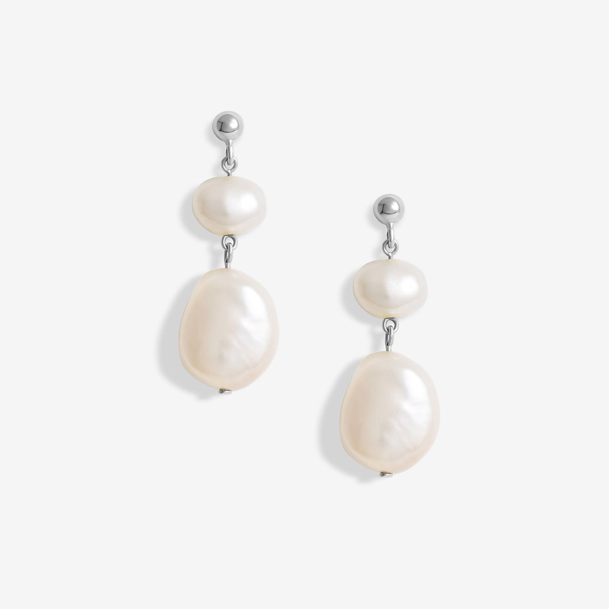 Simply Silver Sterling Silver 925 Fresh Water Pearl Double drop Earrings