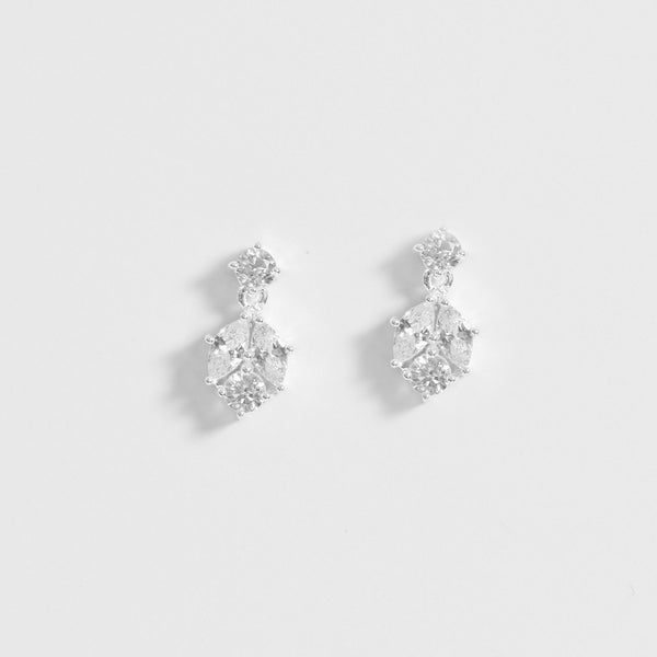 Simply Silver Sterling Silver 925 Cubic Zirconia Round Drop Stud Earrings