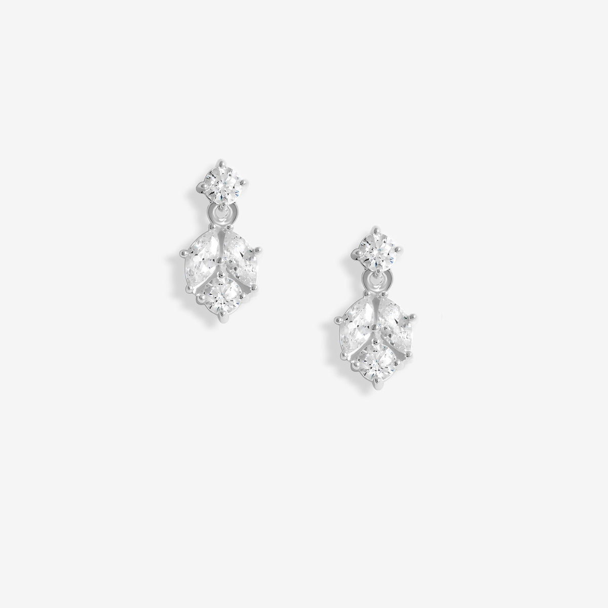Simply Silver Sterling Silver 925 Cubic Zirconia Round Drop Stud Earrings