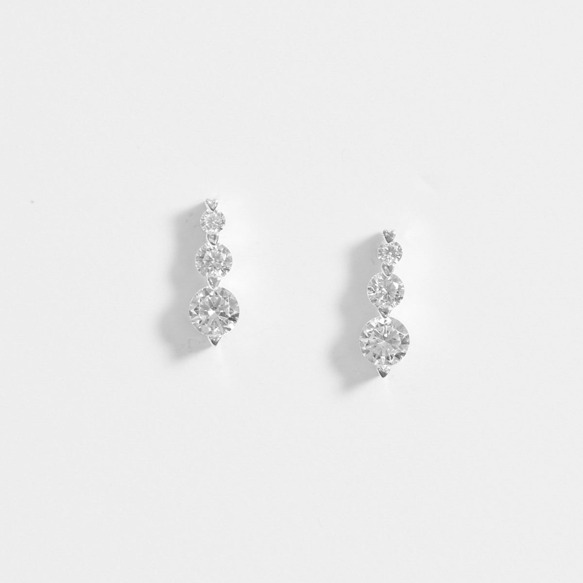 Simply Silver Sterling Silver 925 Cubic Zirconia Graduated Drop Stud Earrings