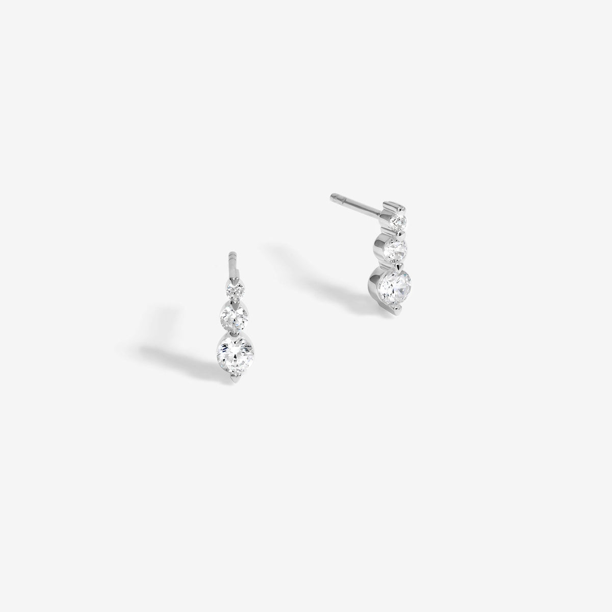 Simply Silver Sterling Silver 925 Cubic Zirconia Graduated Drop Stud Earrings