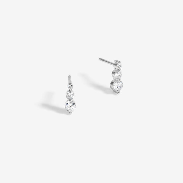 Simply Silver Sterling Silver 925 Cubic Zirconia Graduated Drop Stud Earrings