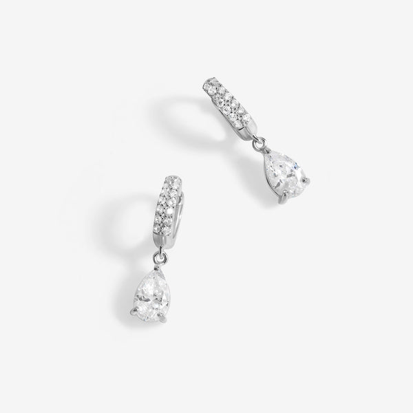 Simply Silver Sterling Silver 925 Cubic Zirconia Huggie Hoop Earrings