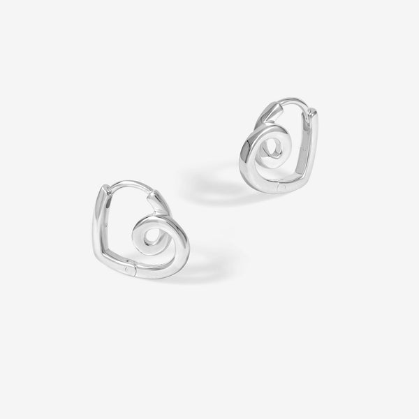 Simply Silver Sterling Silver 925 Polished Swirl Heart Hoop Earrings