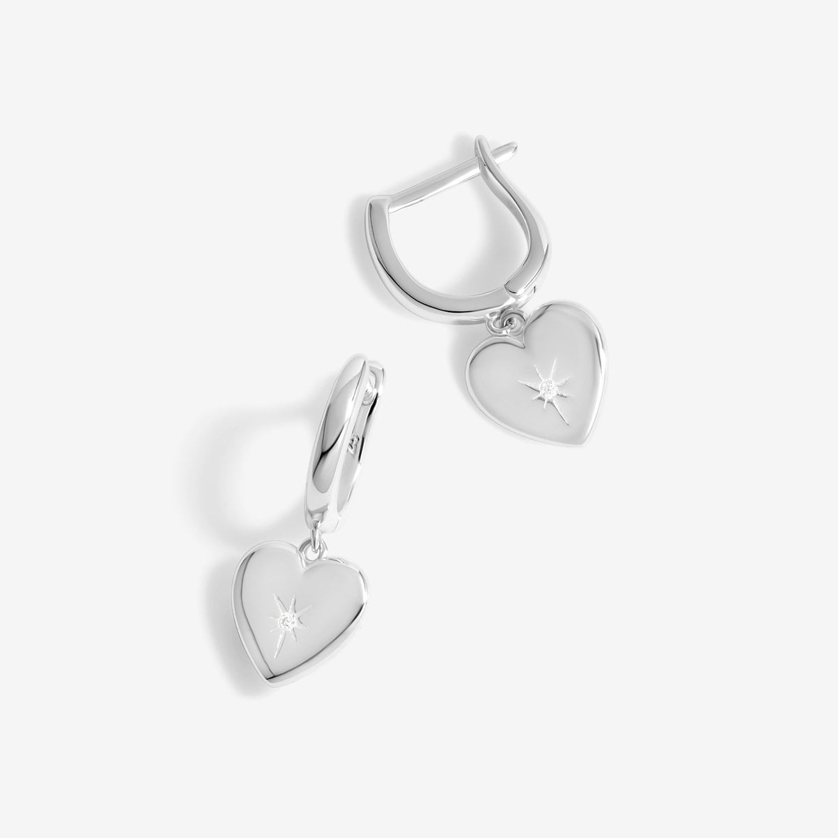 Simply Silver Sterling Silver 925 Starburst Heart Hoop Earrings