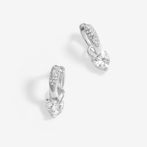 Simply Silver Sterling Silver 925 Cubic Zirconia Heart Hoop Earrings