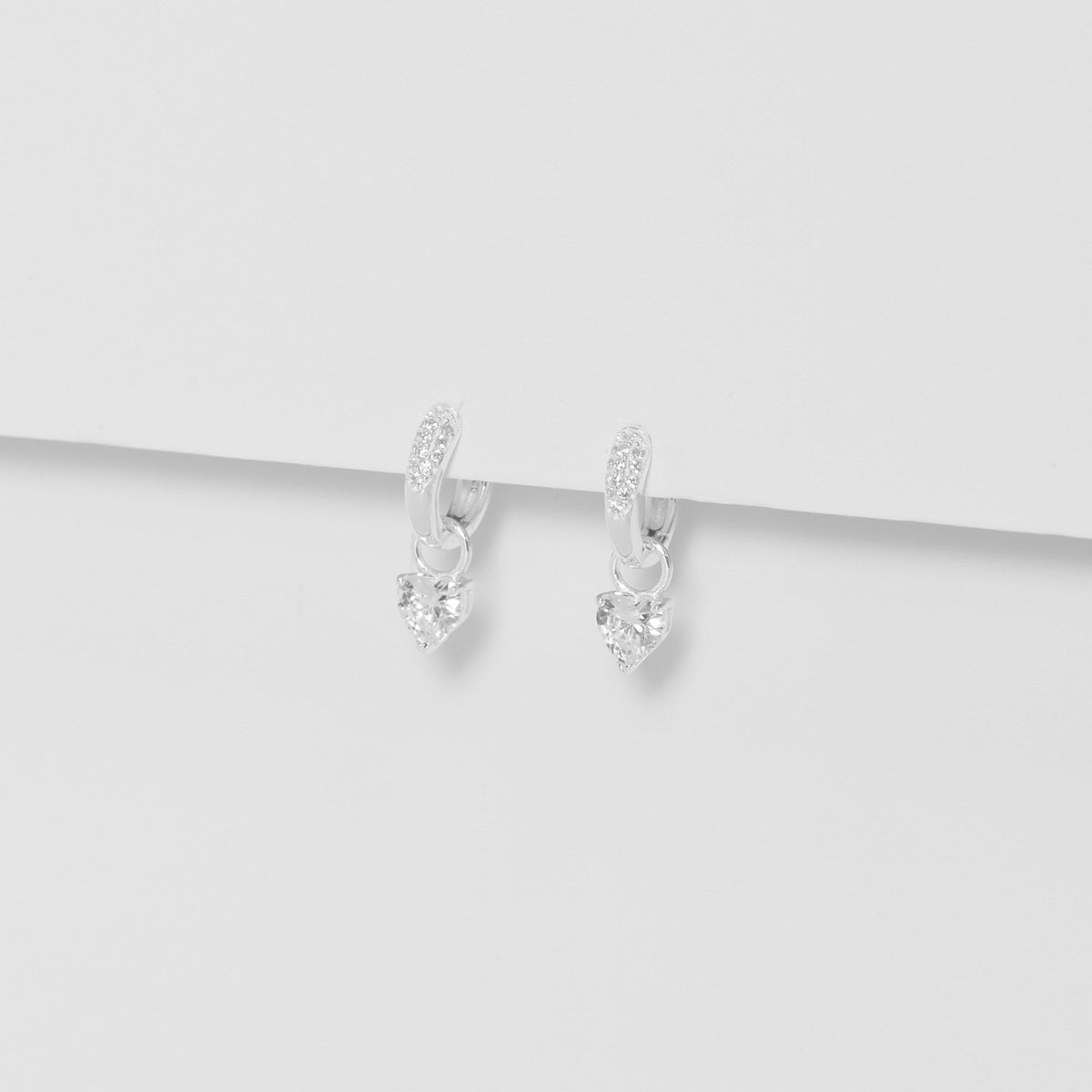 Simply Silver Sterling Silver 925 Cubic Zirconia Heart Hoop Earrings