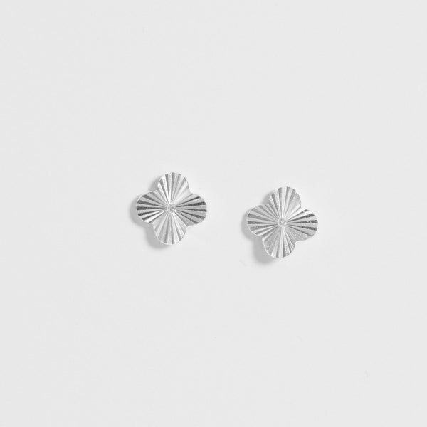 Simply Silver Sterling Silver 925 Diamond Cut Clover stud Earrings