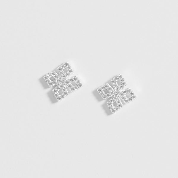 Simply Silver Sterling Silver 925 Cubic Zirconia Floral stud Earrings