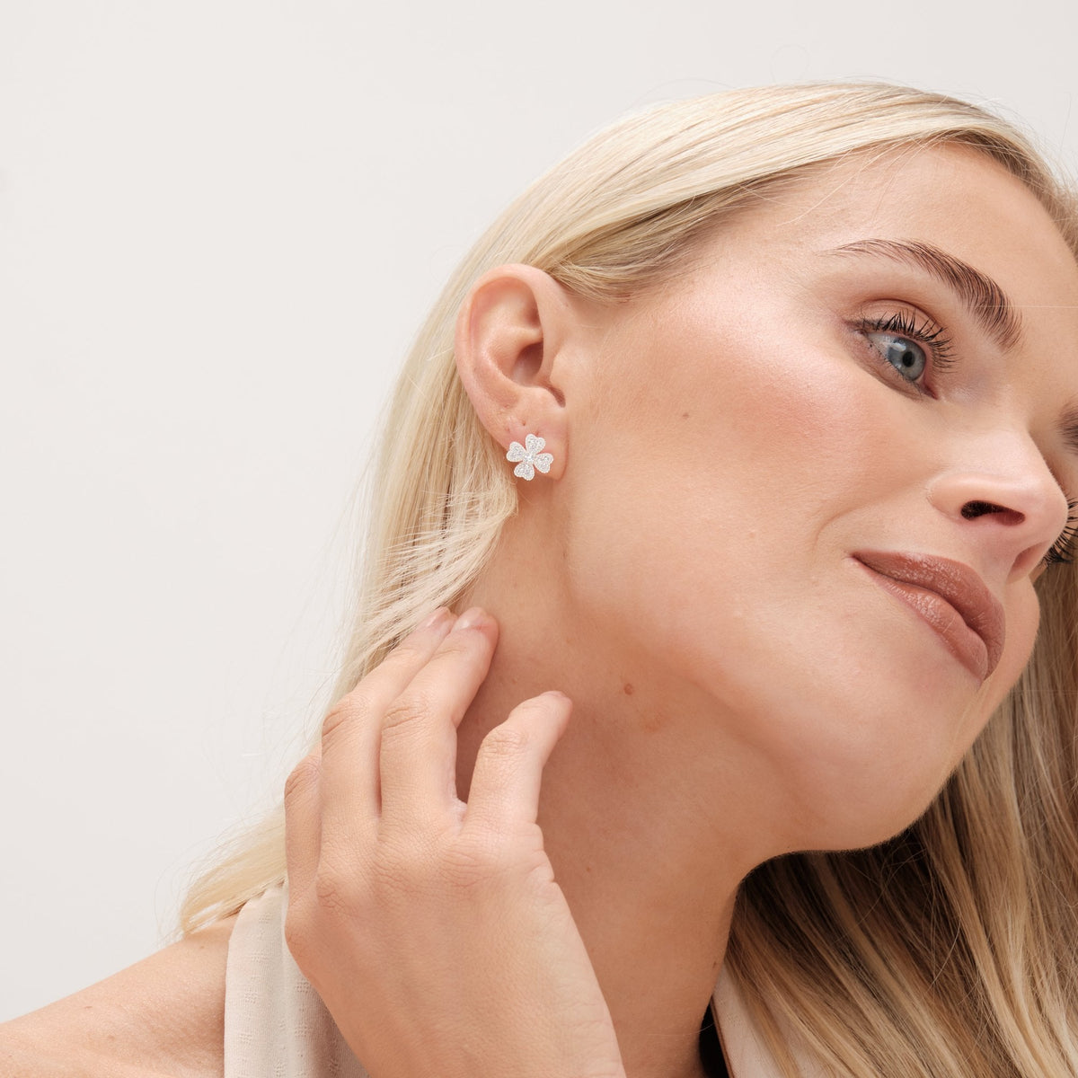 Simply Silver Sterling Silver 925 Cubic Zirconia Clover Large stud Earrings