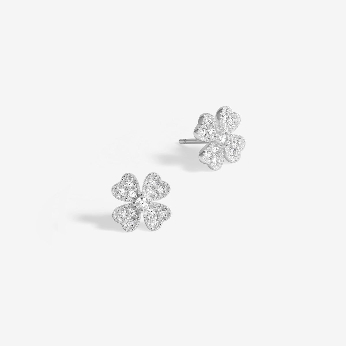 Simply Silver Sterling Silver 925 Cubic Zirconia Clover Large stud Earrings