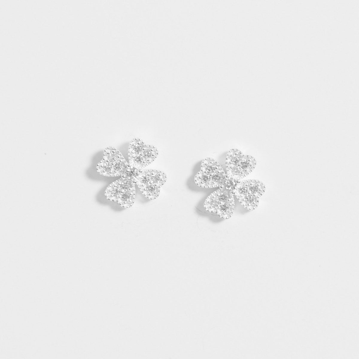 Simply Silver Sterling Silver 925 Cubic Zirconia Clover Large stud Earrings