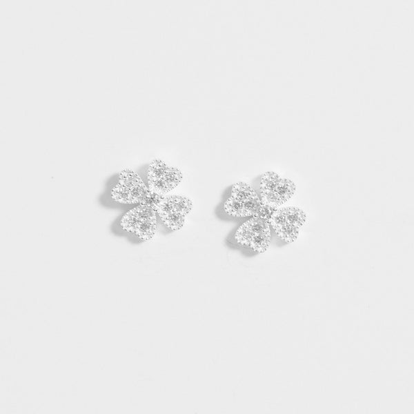 Simply Silver Sterling Silver 925 Cubic Zirconia Clover Large stud Earrings