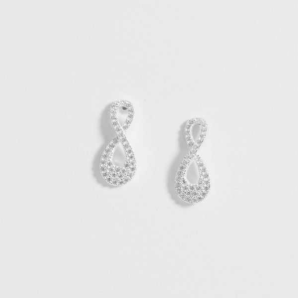 Simply Silver Sterling Silver 925 Cubic Zirconia Infinity Stud Earrings