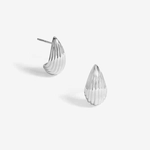 Simply Silver Sterling Silver 925 Polished Ridged Dome Hoop Earrings