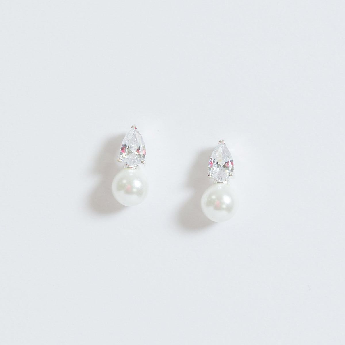 Simply Silver Sterling Silver 925 Cubic Zirconia and Pearl Drop Stud Earrings