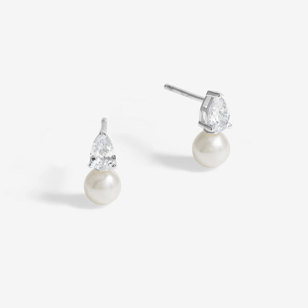 Simply Silver Sterling Silver 925 Cubic Zirconia and Pearl Drop Stud Earrings