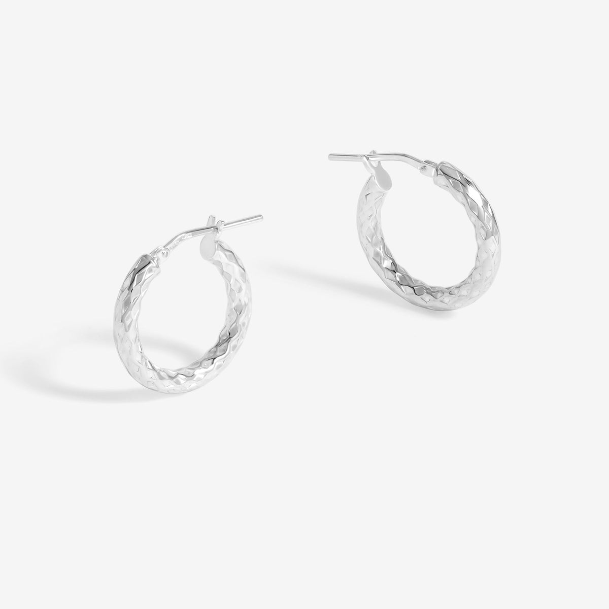 Simply Silver Sterling Silver 925 Polished Diamond Cut Mini Hoop Earrings