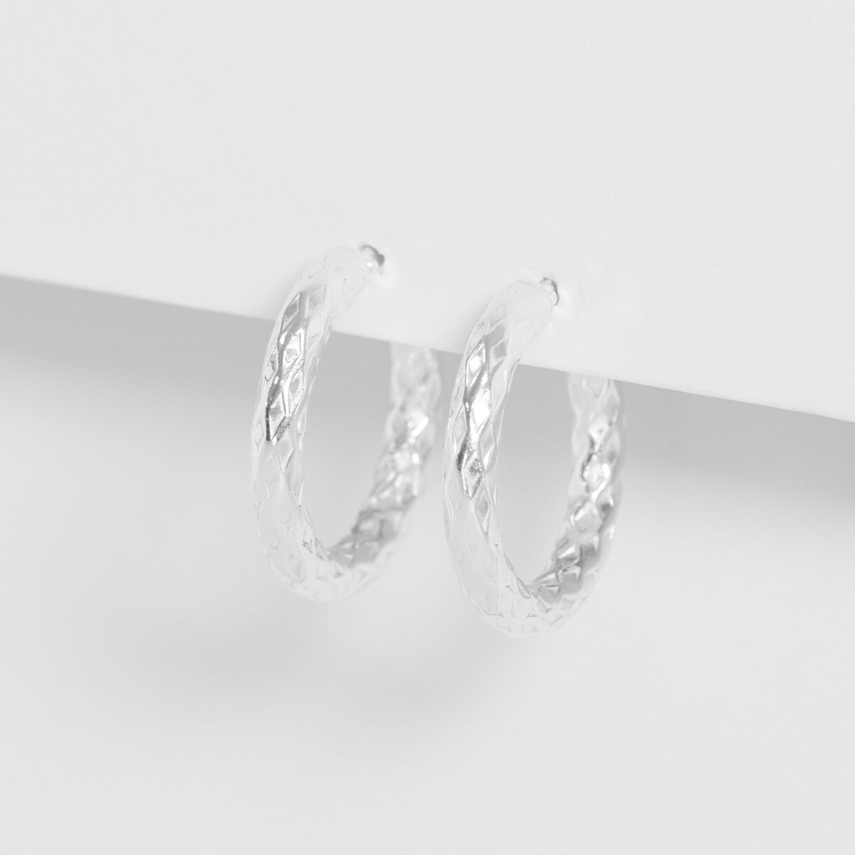 Simply Silver Sterling Silver 925 Polished Diamond Cut Mini Hoop Earrings