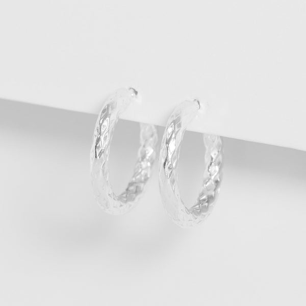 Simply Silver Sterling Silver 925 Polished Diamond Cut Mini Hoop Earrings