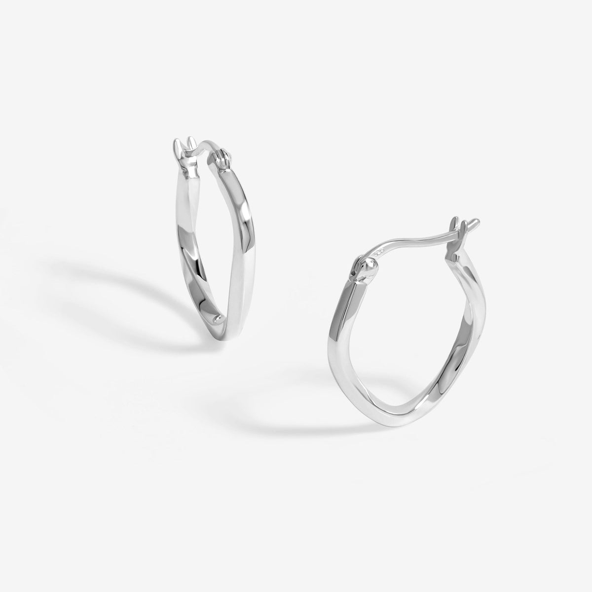 Simply Silver Sterling Silver 925 Polished Molten Hoop Earrings