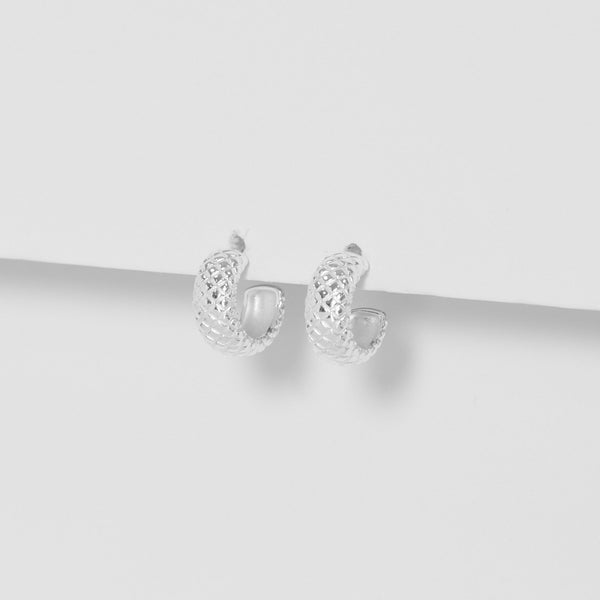 Simply Silver Sterling Silver 925 Polished Snake Textured Hoop Earrings