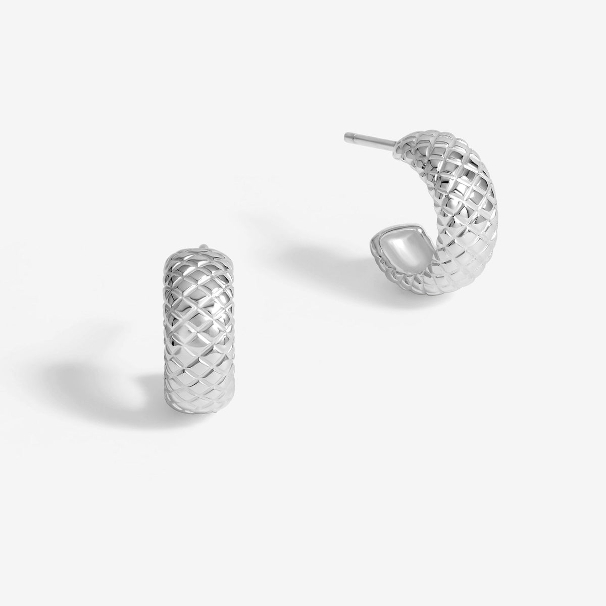 Simply Silver Sterling Silver 925 Polished Snake Textured Hoop Earrings