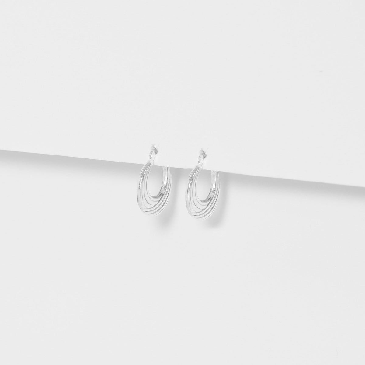 Simply Silver Sterling Silver 925 Polished Ribbed flat Hoop Earrings