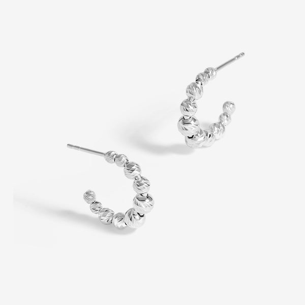Simply Silver Sterling Silver 925 Polished And Beaded Hoop Earrings