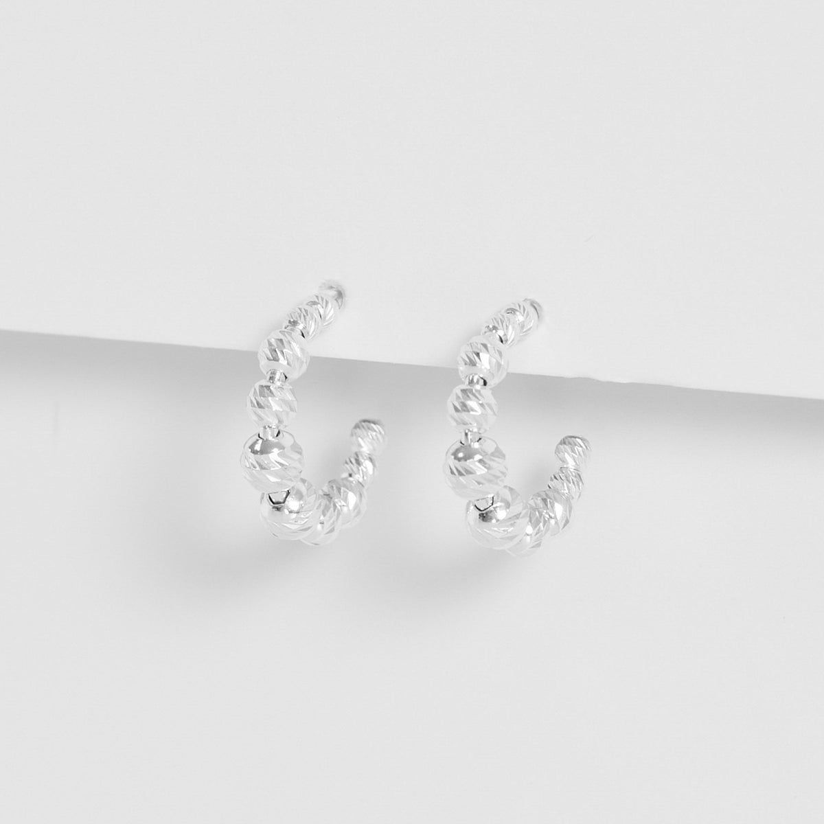 Simply Silver Sterling Silver 925 Polished And Beaded Hoop Earrings