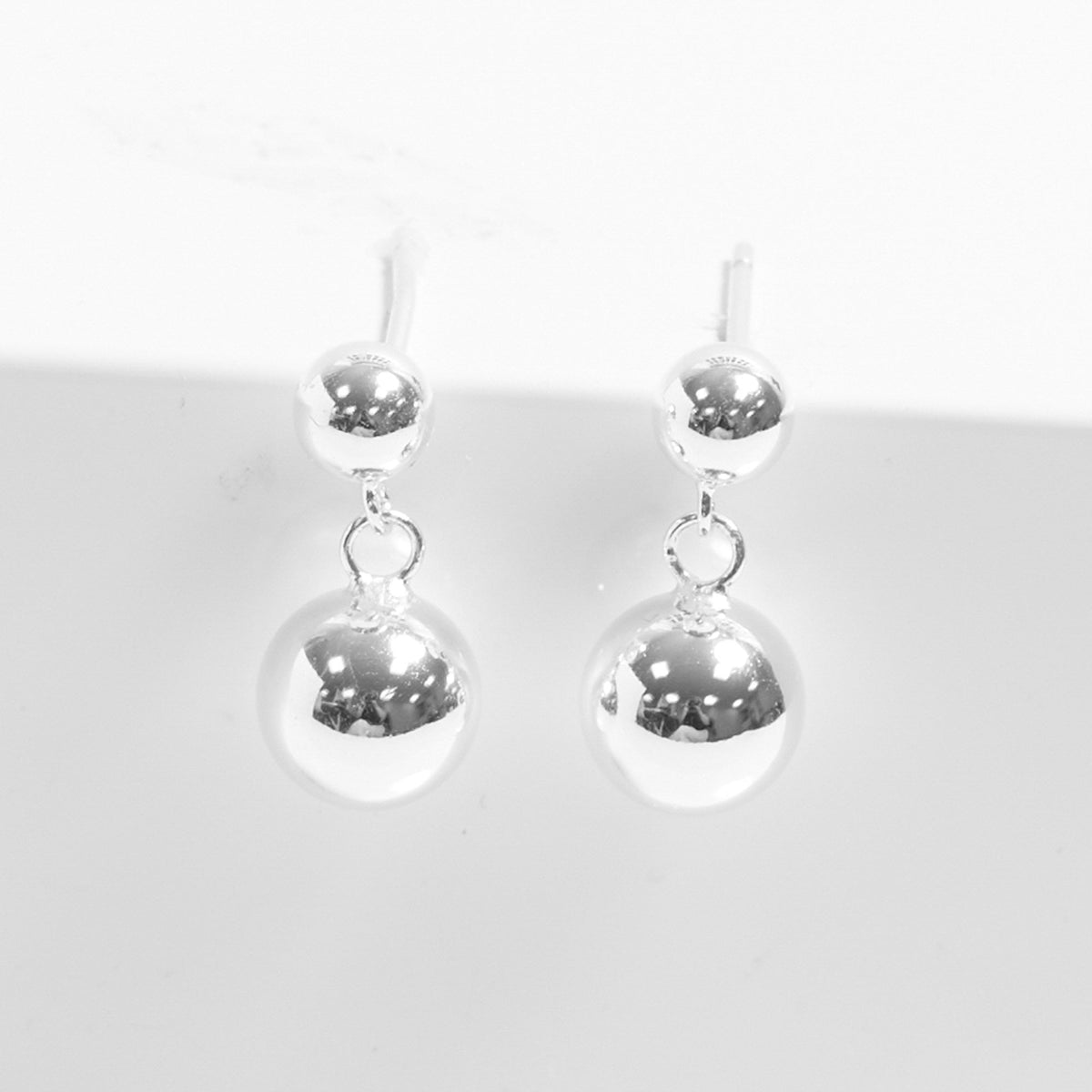 Simply Silver Sterling Silver 925 Polished Orb Double Drop Stud Earrings