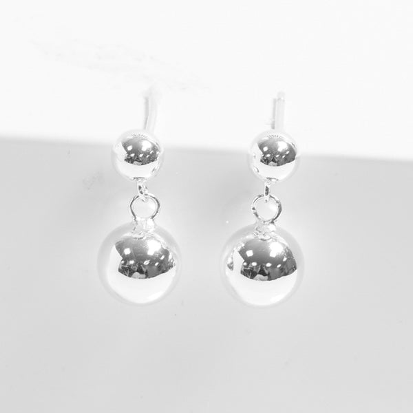Simply Silver Sterling Silver 925 Polished Orb Double Drop Stud Earrings