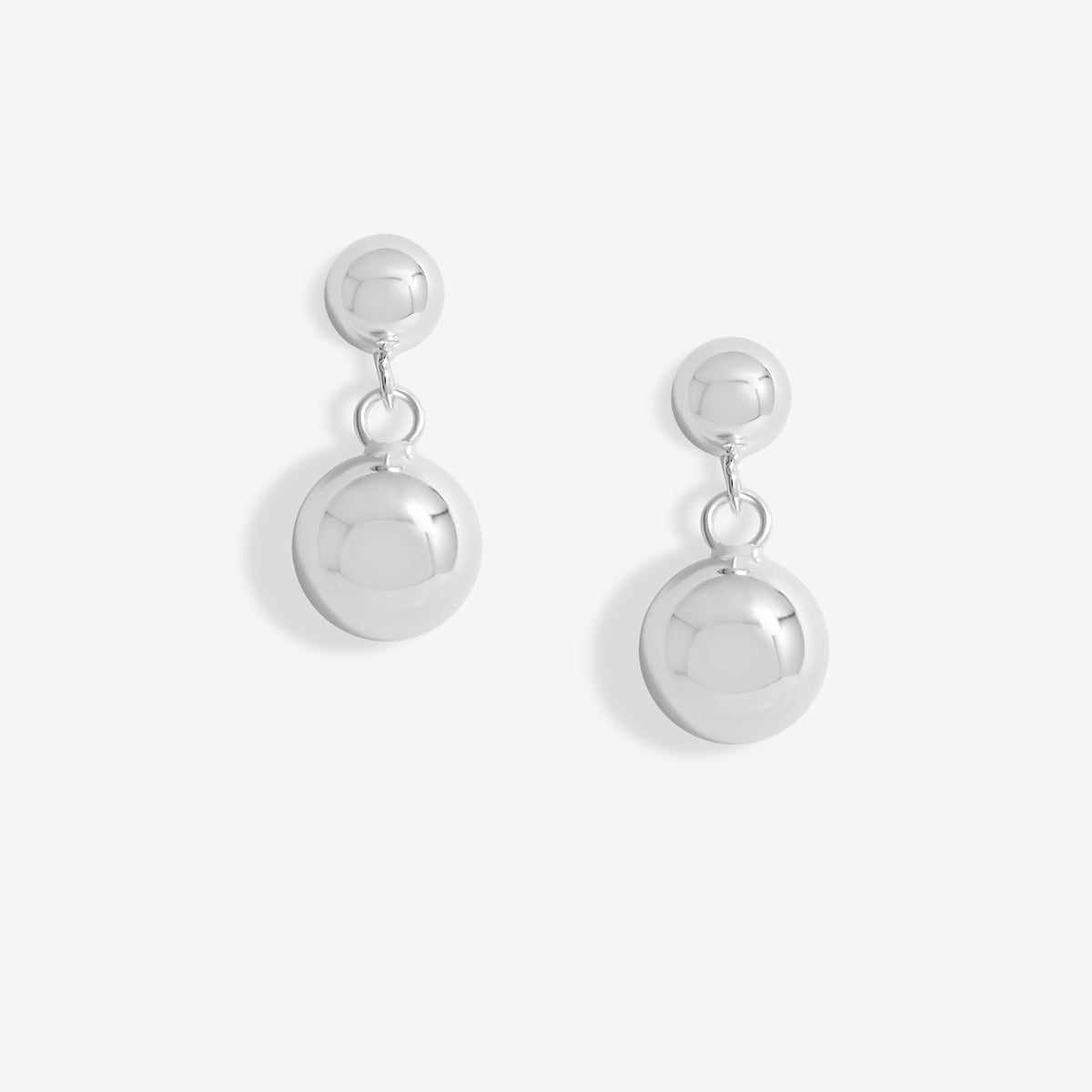 Simply Silver Sterling Silver 925 Polished Orb Double Drop Stud Earrings
