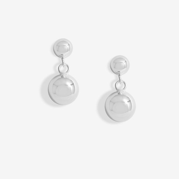 Simply Silver Sterling Silver 925 Polished Orb Double Drop Stud Earrings