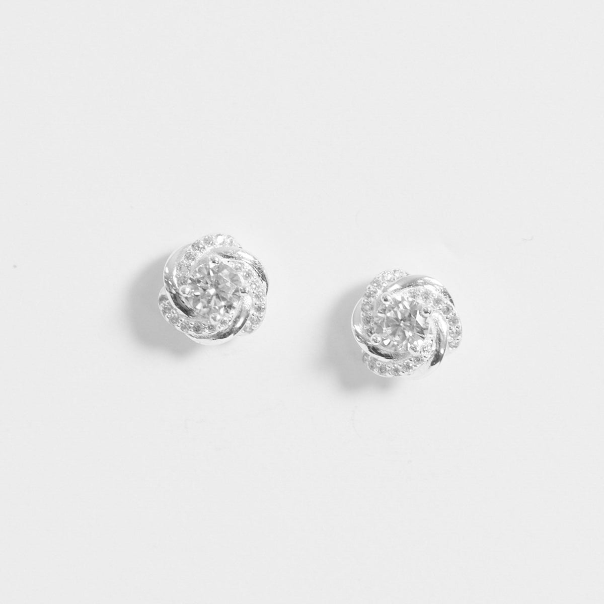 Simply Silver Sterling Silver 925 Polished And Cubic Zirconia Knot Stud Earrings