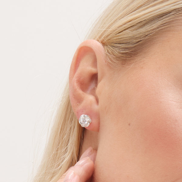 Simply Silver Sterling Silver 925 Polished And Cubic Zirconia Knot Stud Earrings