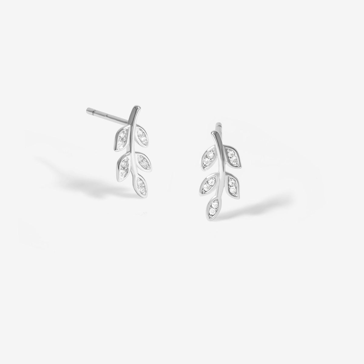 Simply Silver Sterling Silver 925 Cubic Zirconia Leaf Stud Earrings