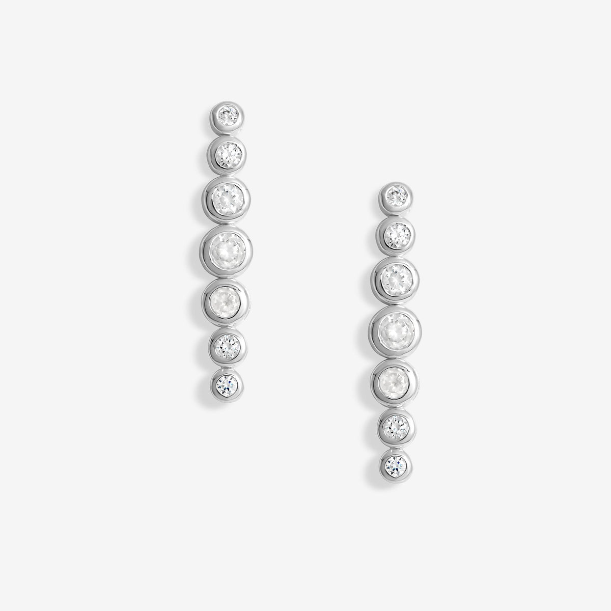 Simply Silver Sterling Silver 925 Cubic Zirconia Graduated Tennis Drop Earrings