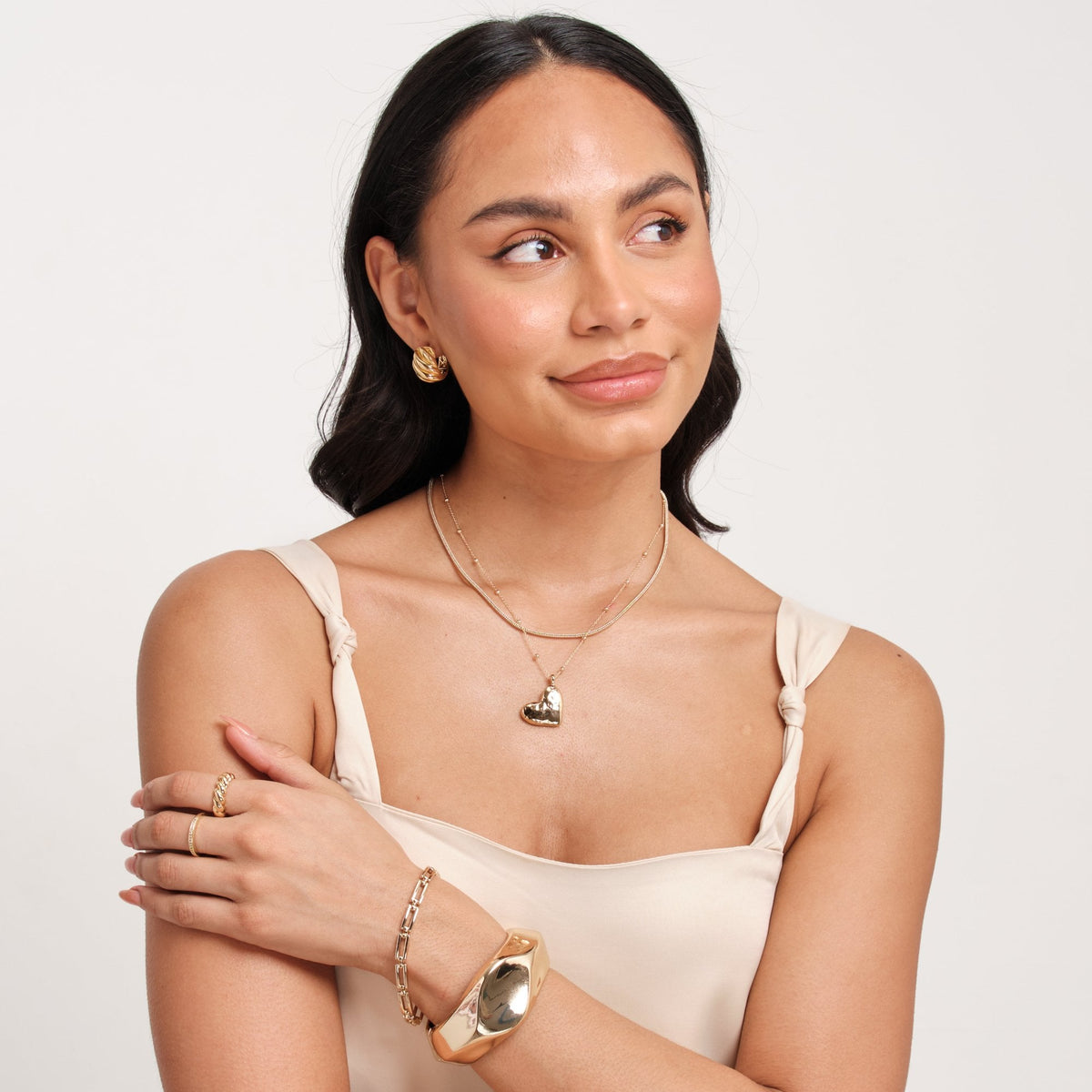 Jon Richard Gold Plated Double Row Molten Heart Necklace