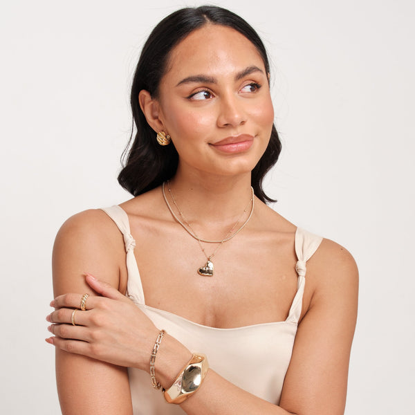 Jon Richard Gold Plated Double Row Molten Heart Necklace