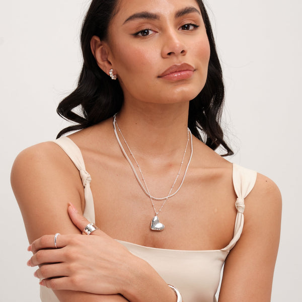 Jon Richard Silver Plated Double Row Molten Heart Necklace