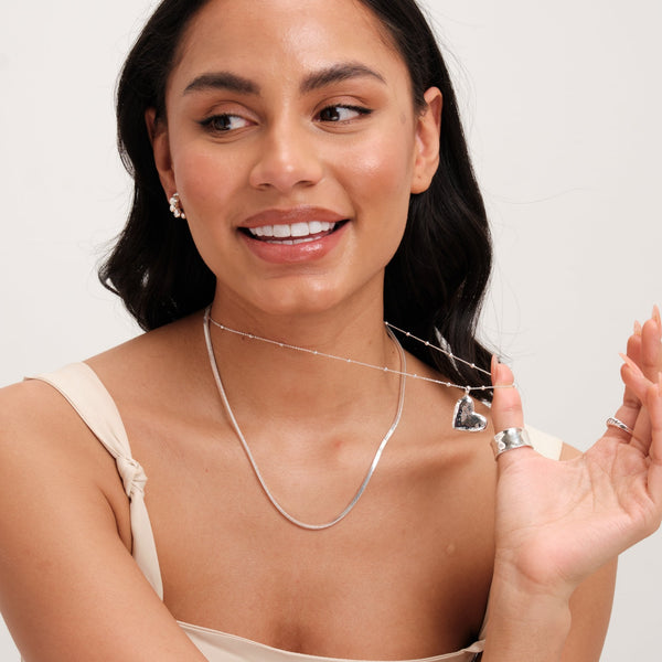 Jon Richard Silver Plated Double Row Molten Heart Necklace