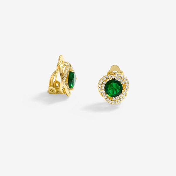 Jon Richard Gold Plated And Emerald Twist Halo Clip Earrings