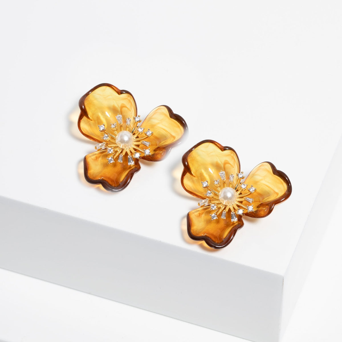 Jon Richard Gold Plated Flower Resin Earrings