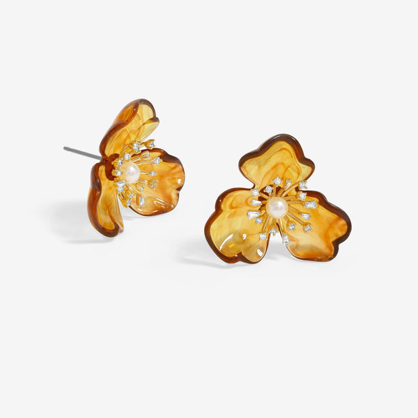 Jon Richard Gold Plated Flower Resin Earrings
