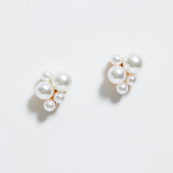 Jon Richard Gold Plated Clustered Pearl Stud Earrings