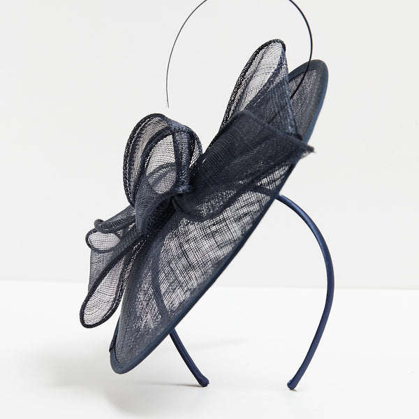 Jon Richard Navy Woven Bow Fascinator
