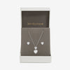 Jon Richard Rhodium Plated Cubic Zirconia Halo Double Heart Set - Gift Boxed