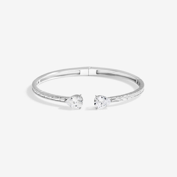 Jon Richard Rhodium Plated Cubic Zirconia Peardrop Open Hinge Bangle