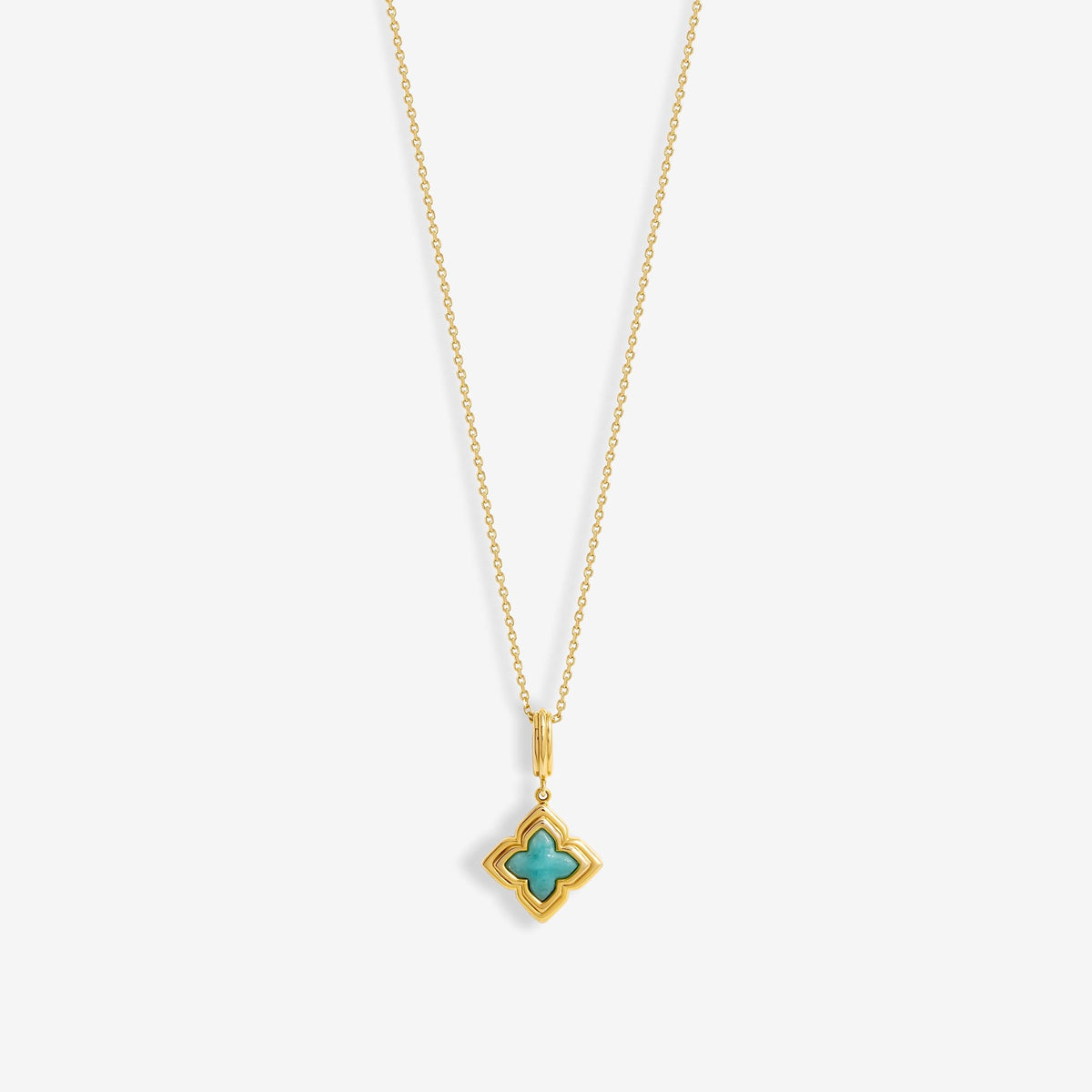 Inicio Gold Plated Aquamarine Clover Pendant - Gift Pouch